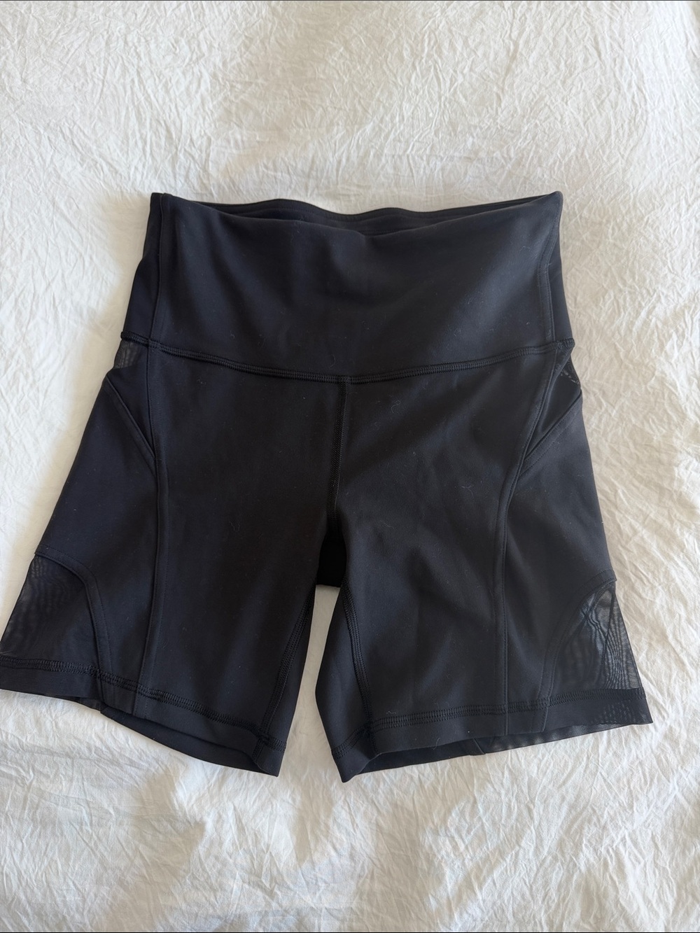 lululemon athletica Black High-Rise Biker shorts with mesh cut outs! So cute!!